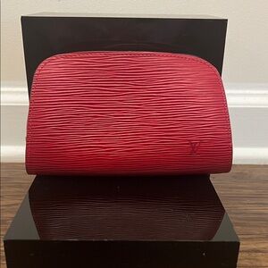 Louis Vuitton Red Epi Leather Compact Makeup/Toiletry Bag